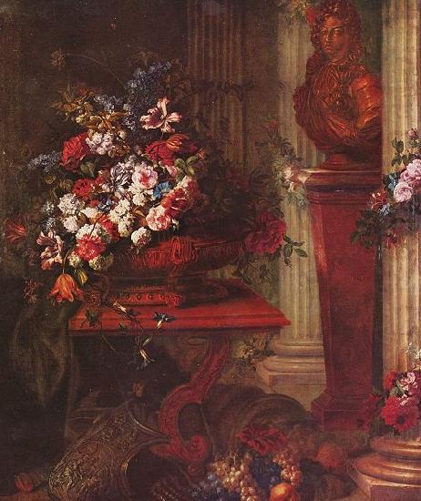 Vase mit Blumen und Bronzebuste Ludwigs XIV, Jorg Breu the Elder
